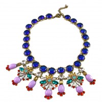 Pastel Cobalt Firework Stone Encrusted Statement Necklace